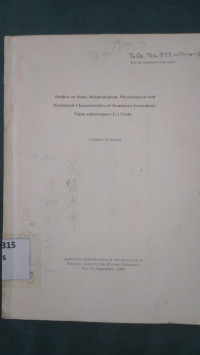 Studies on some morphological, physiological and ecological charateristics of bambarra groundnut, vigna subterranea (L.) verde