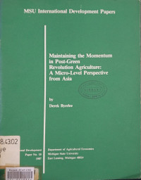 Maintaining the momentum in post-green revolution agriculture: a micro-level perspective from asia