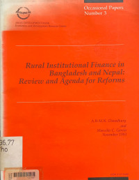 Rural institutional finance in bangladesh and nepal: review and agenda for reforms